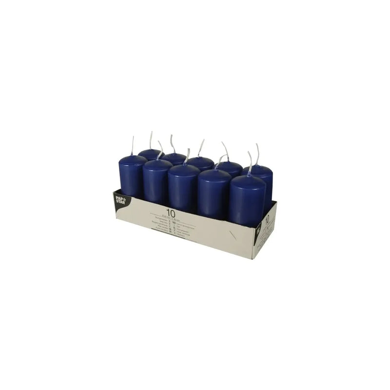 Pillar Candles Pack Of 10 Dark Blue