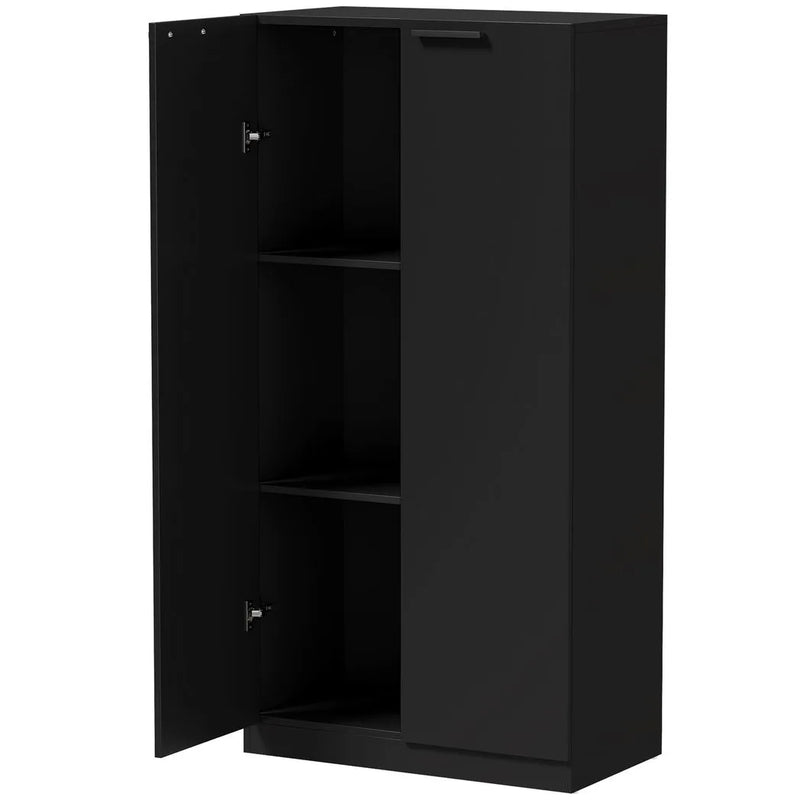 HOMCOM 120 cm Tall Storage Cabinet Cupboard, 3-Tier File Organiser Wooden Filing Cabinet, Black