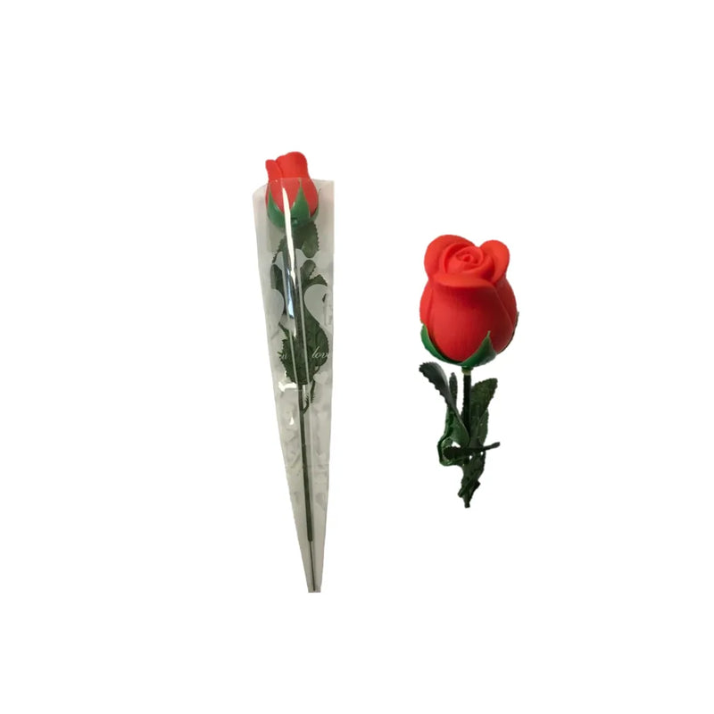 Artificial Fake Hard Plastic Red Rose