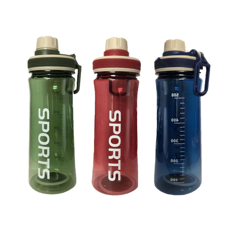 Plastic Sports Gym Drinking Bottle 600Ml Assorted Colours