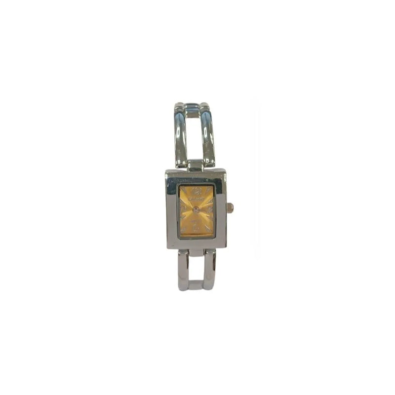 Luisant Ladies Fashion Square Yellow Dial Silver Steel Bracelet Strap Watch - CLEARANCE NEEDS RE-BATTERY