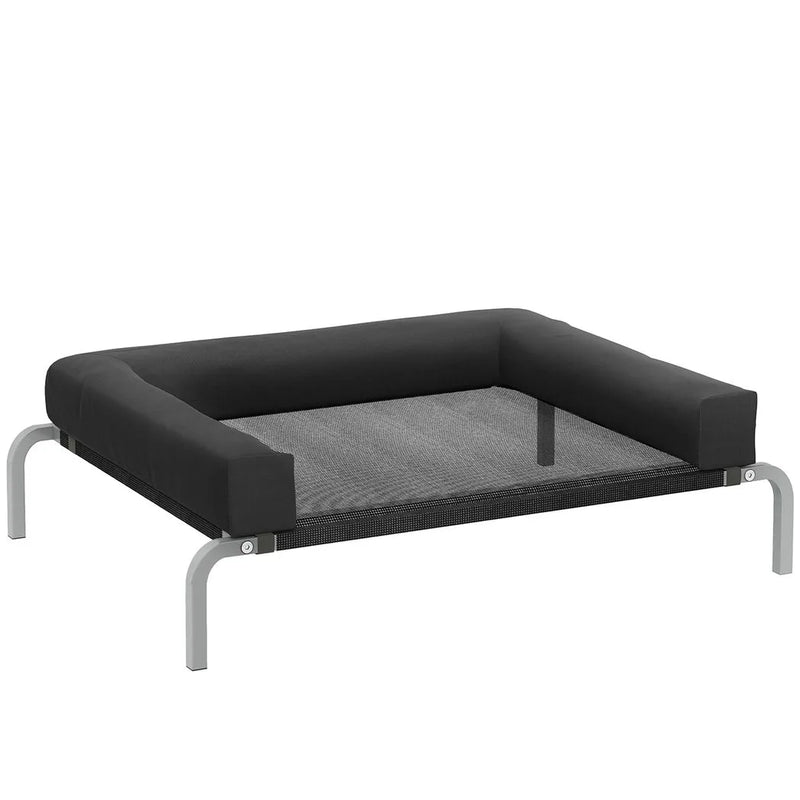 PawHut Elevated Dog Bed with Removable Bolsters, Raised Dog Bed for Small Breeds, Portable Indoor & Outdoor Pet Cots, Black
