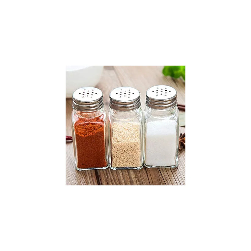 Square Glass Salt Pepper Spices Shaker Jar (Parcel Plus Rate)