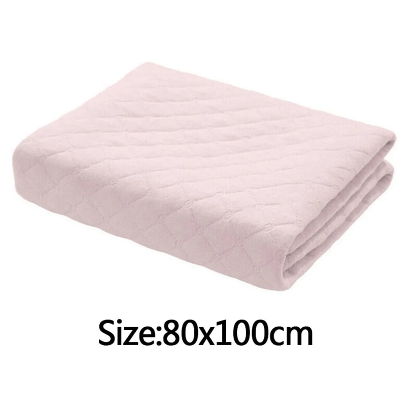 Washable Reusable Absorbent Incontinence Bed Pads Mats Sheet Mattress Protector-Light Pink-80*100cm