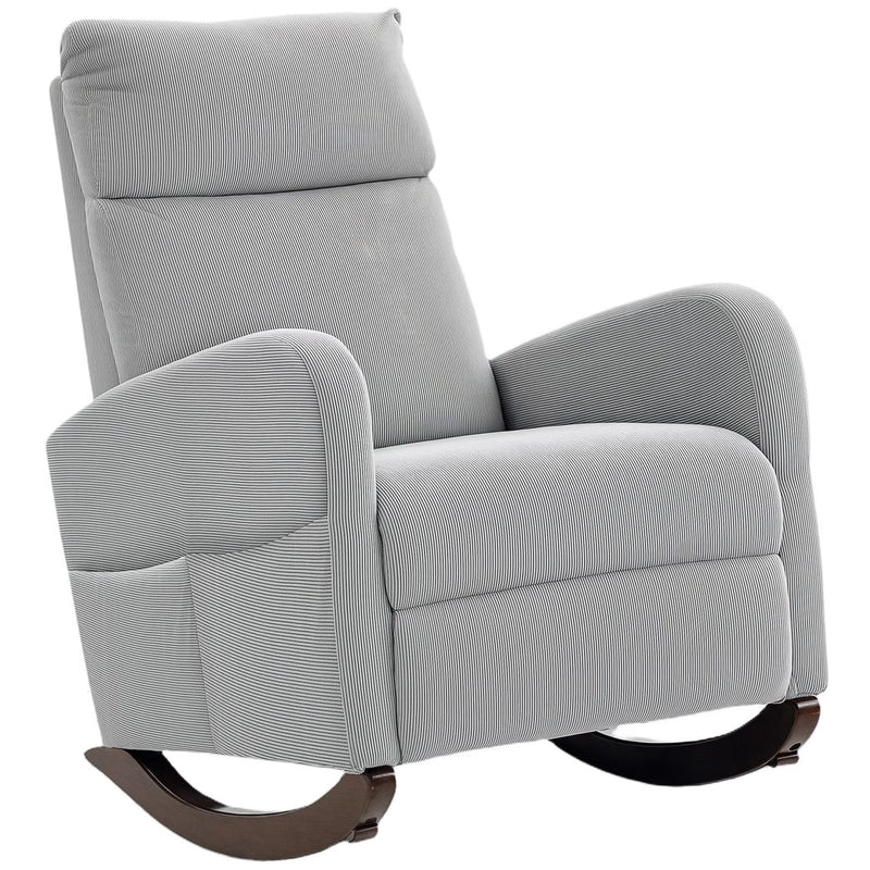 HOMCOM Corduroy Rocking Armchair - Grey