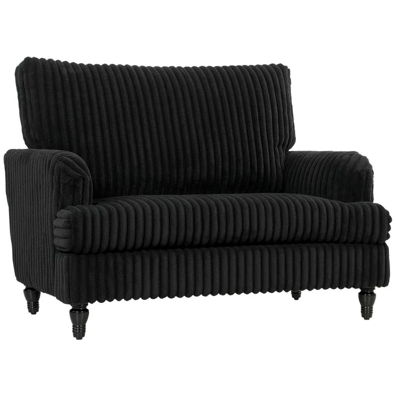 HOMCOM Corduroy Single Sofa Armchair, Modern Accent Chair with Stripes, Turned Legs and Wide Seat, Black