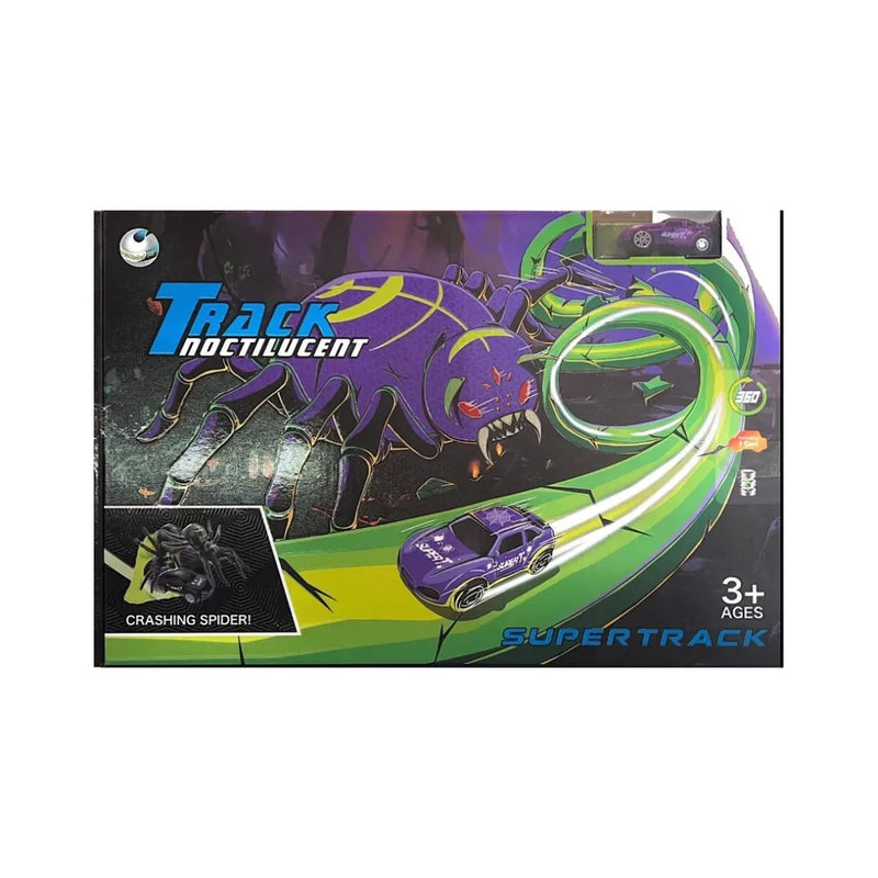 Track Noctilucent Supertrack 360 Including 1 Car And Crashing Spider