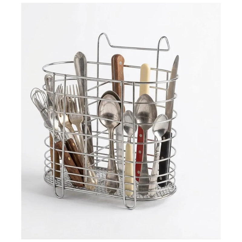 Metal Cutlery Holder Drainer Organiser With Hanging Hook