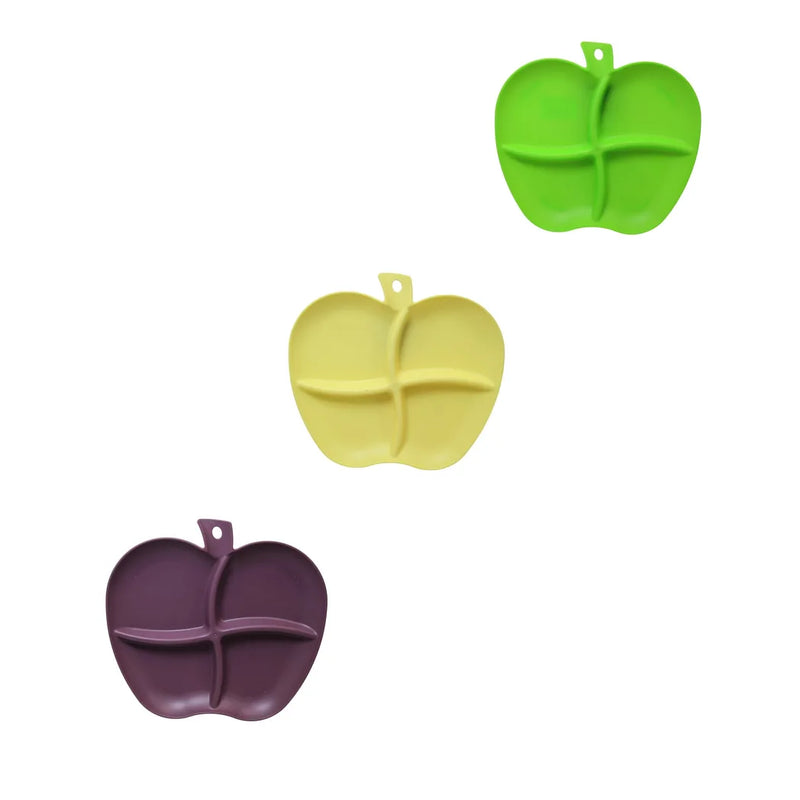 Plastic Sectioned Appetisers Plate Apple Design Assorted Colours