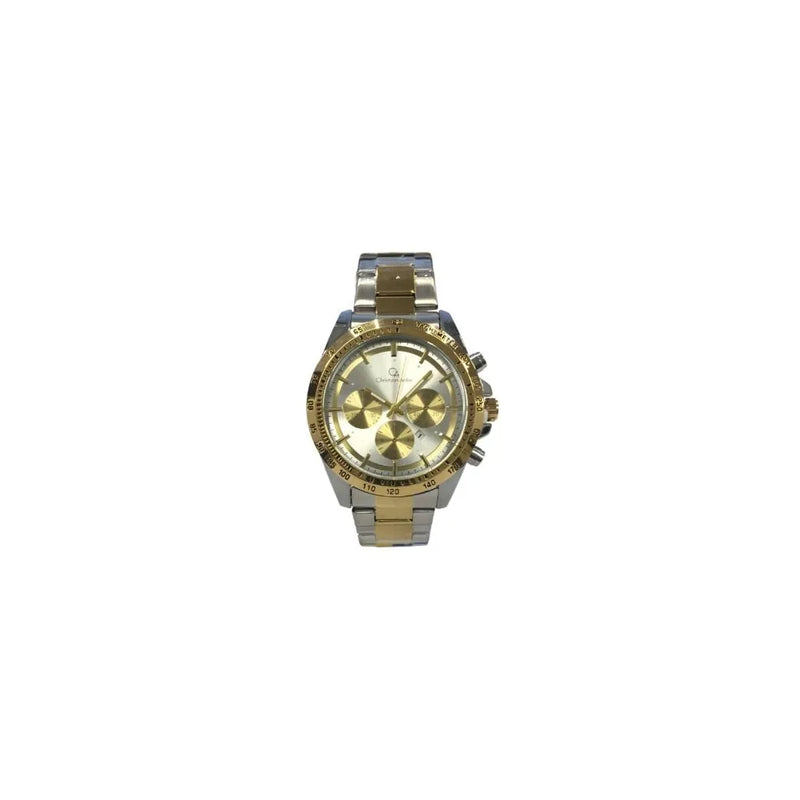 Christyan Arden Mens New FK Fashion Dated Multi Eye White Dial Analogue 2 Tone Metal Bracelet Strap Watch