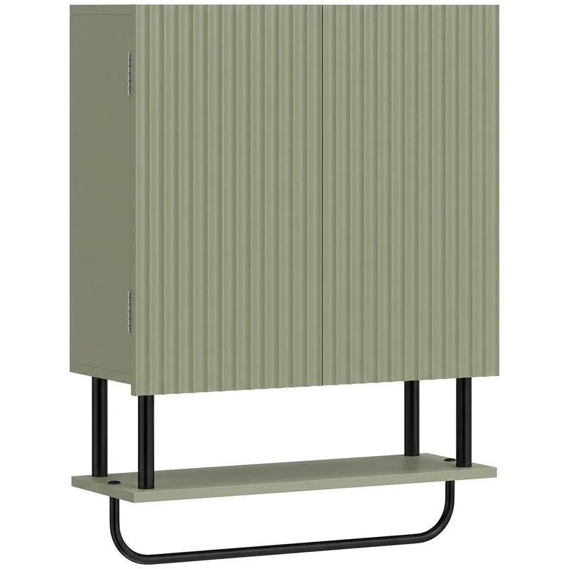 HOMCOM Bathroom Wall Cabinet Modern Space Saver Wall Mounted Cabinet Doors Storage Green