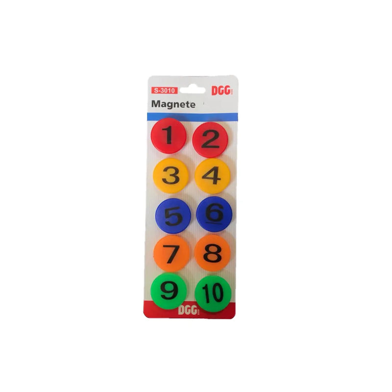 Round Fridge Freezer Magnet Numbers 1 – 10 Pack Of 10 Assorted Colours