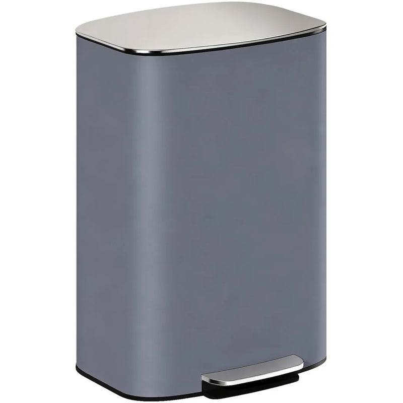 HOMCOM 50L Kitchen Bin with Soft-Close Lid and Stay-Open Function, Stainless Steel Pedal Bin with Removable Inner Bucket, Carry Handle for Kitchen, Office, Home, Grey