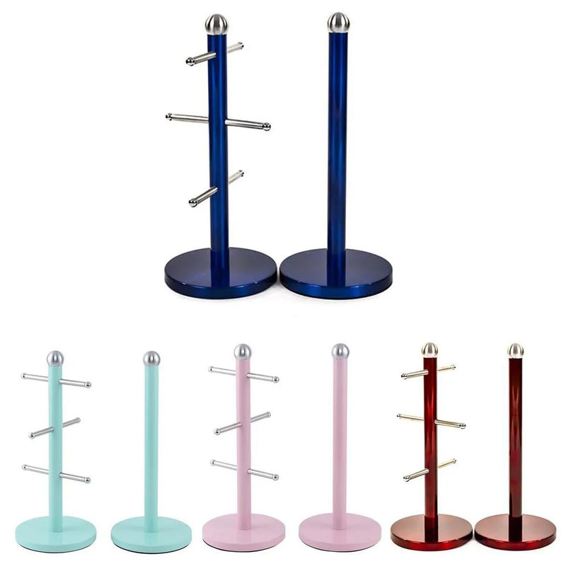 Free Standing Kitchen Roll Holder And Mug Tree Assorted Colours