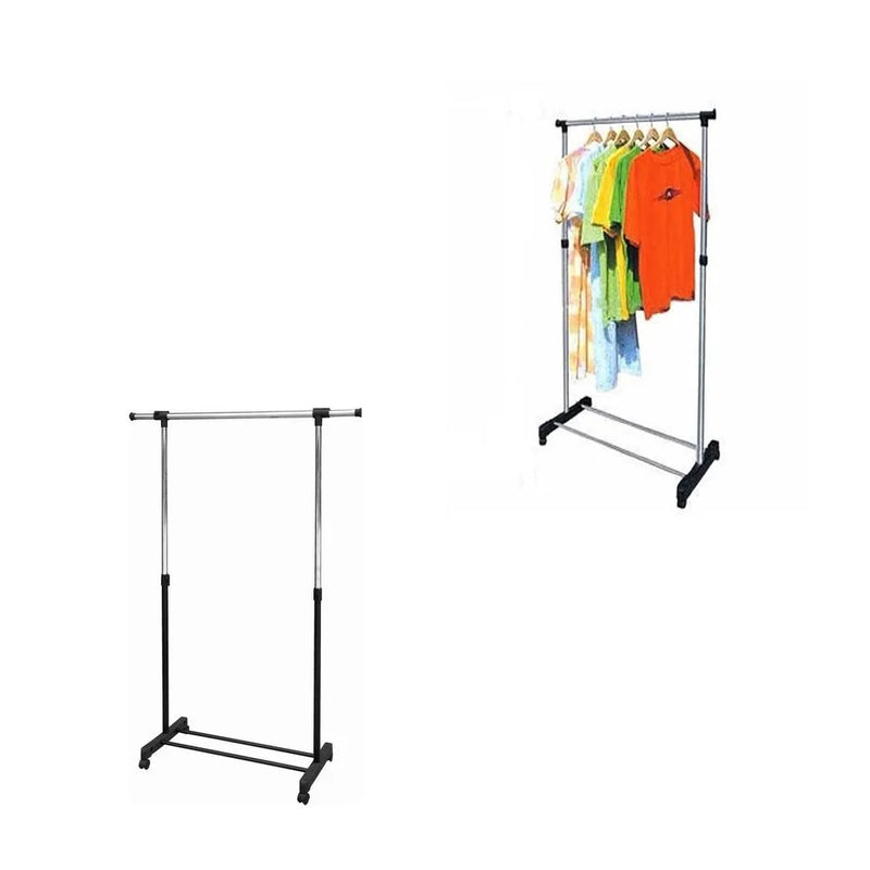 Single Garment Holder Stainless Steel Clothes Pole Rack Adjustable 25Kg