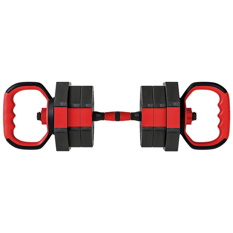 SPORTNOW 6-in-1 Adjustable Weight Dumbbells Set, Used as Kettlebell, Barbell, Dumbbell, Push-Up Stand, 20kg Free Weights Set for Men and Women Home Gym Training, Red