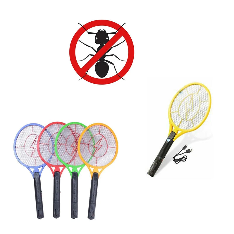 Electric Fly Mosquito Swatter Racket Usb Rechargeable Assorted Colours