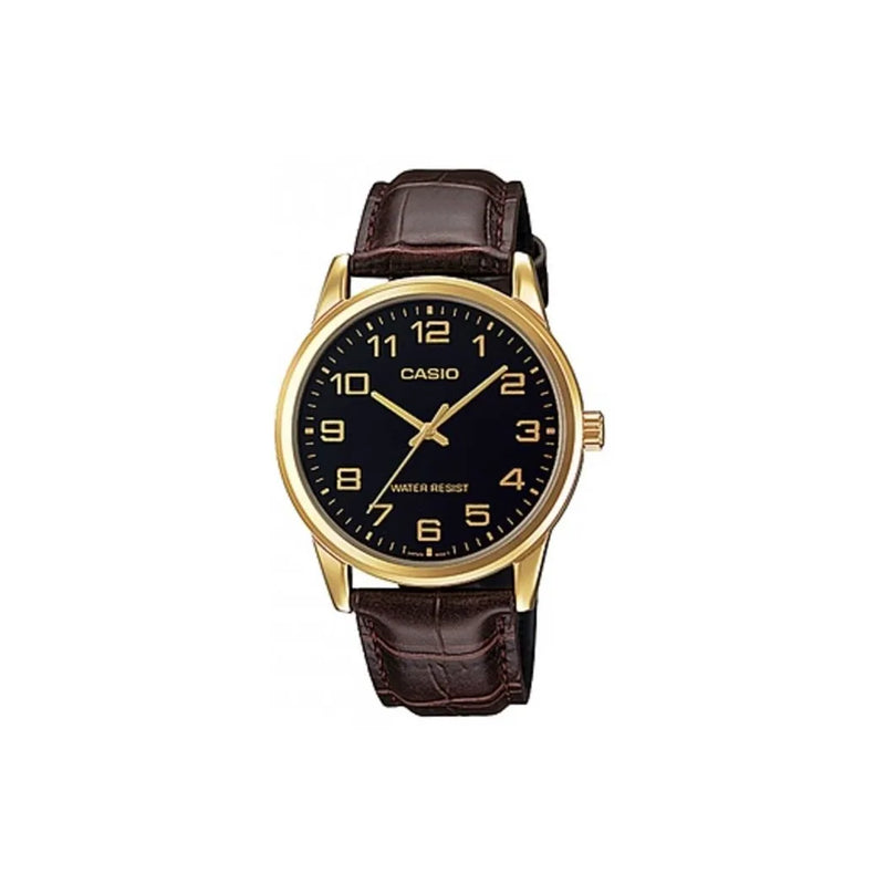 Casio Men's Analogue Brown Leather Strap Watch MTP-V001GL-1BUDF