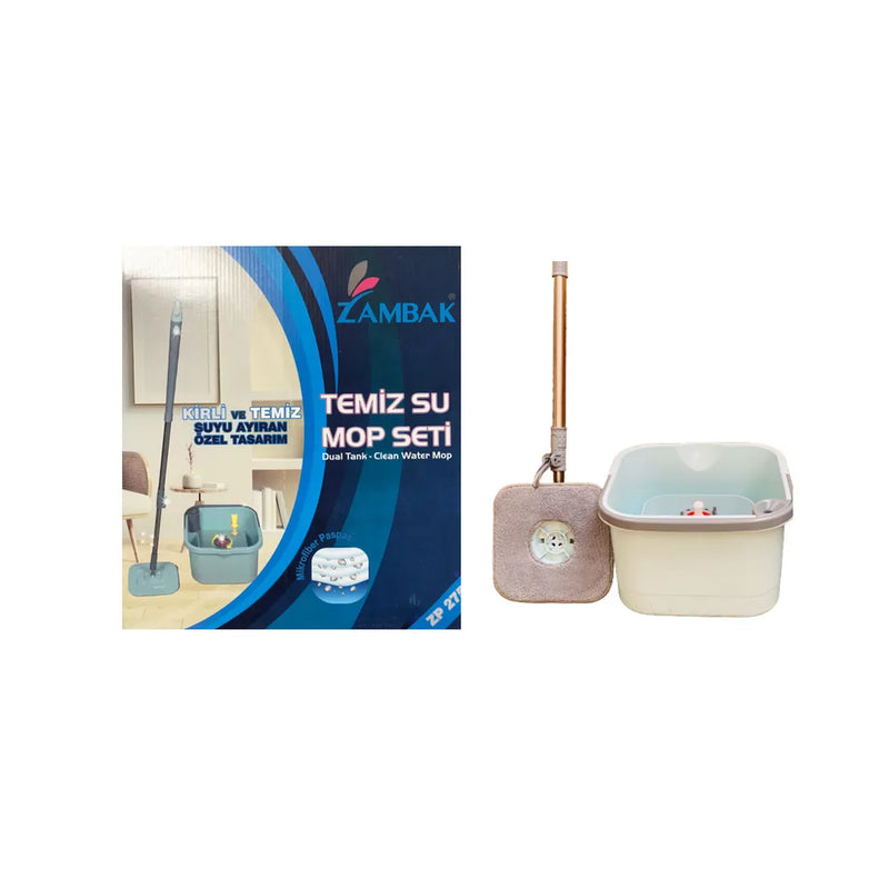 Dual Tank Clean Water Square Spinning Mop Bucket Set
