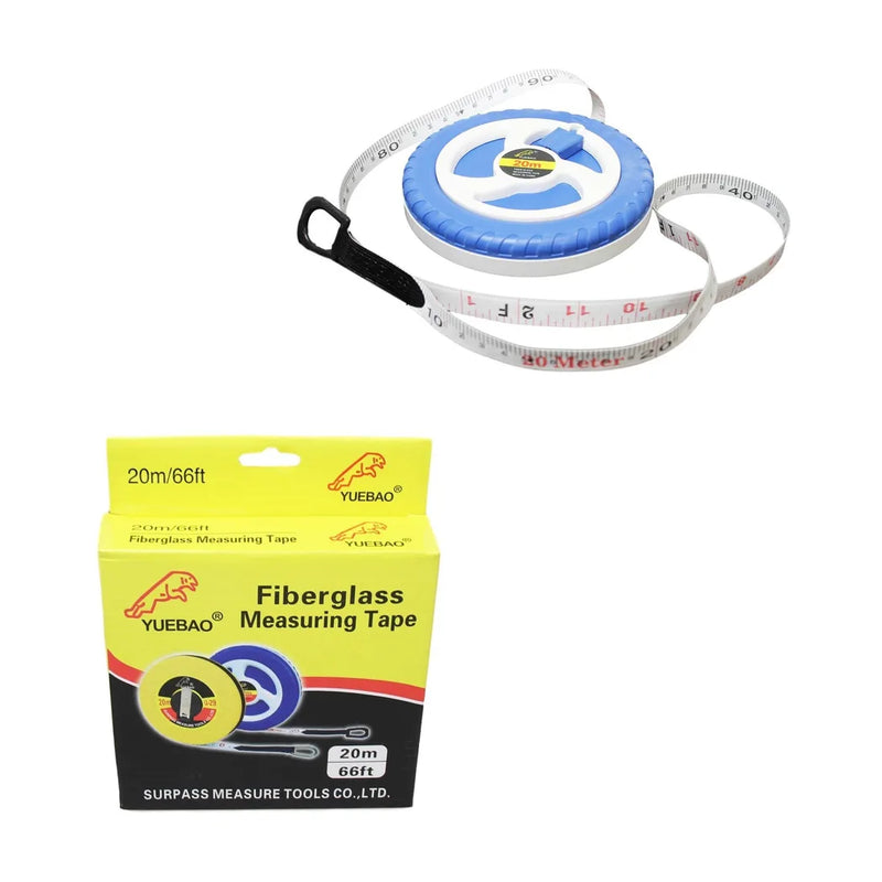 Fiberglass Tape Measure Builders Surveyors Long Reel Roll Measuring Tape 66Ft
