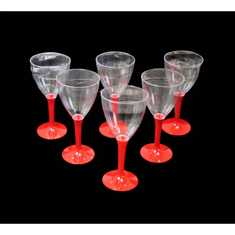Plastic Wine Glasses With Red Stem Handle