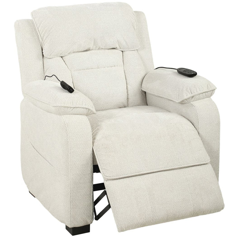 HOMCOM Power Recliner Armchair with Massage and Heat, Electric Reclining Chair with Wide Spring Seat, Cream White