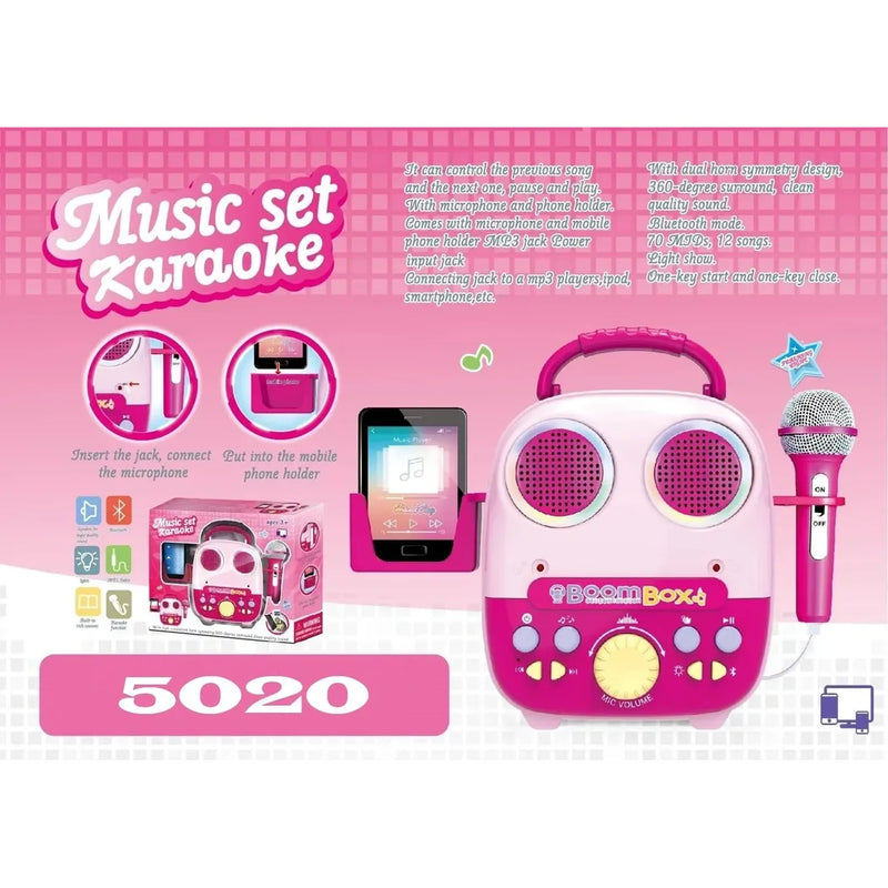 Light Up Boom Box Karaoke Music Set