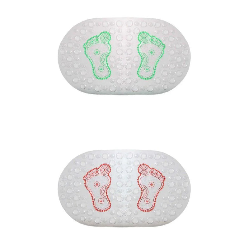Transparent Oval Anti – Slip Bathroom Shower Bath Mat With Feet Design Assorted Colours
