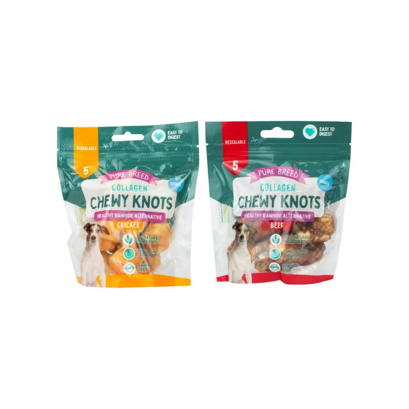 Pet Dog Treats Collagen Chewy Knots Small Pack Of 5 Assorted Flavours