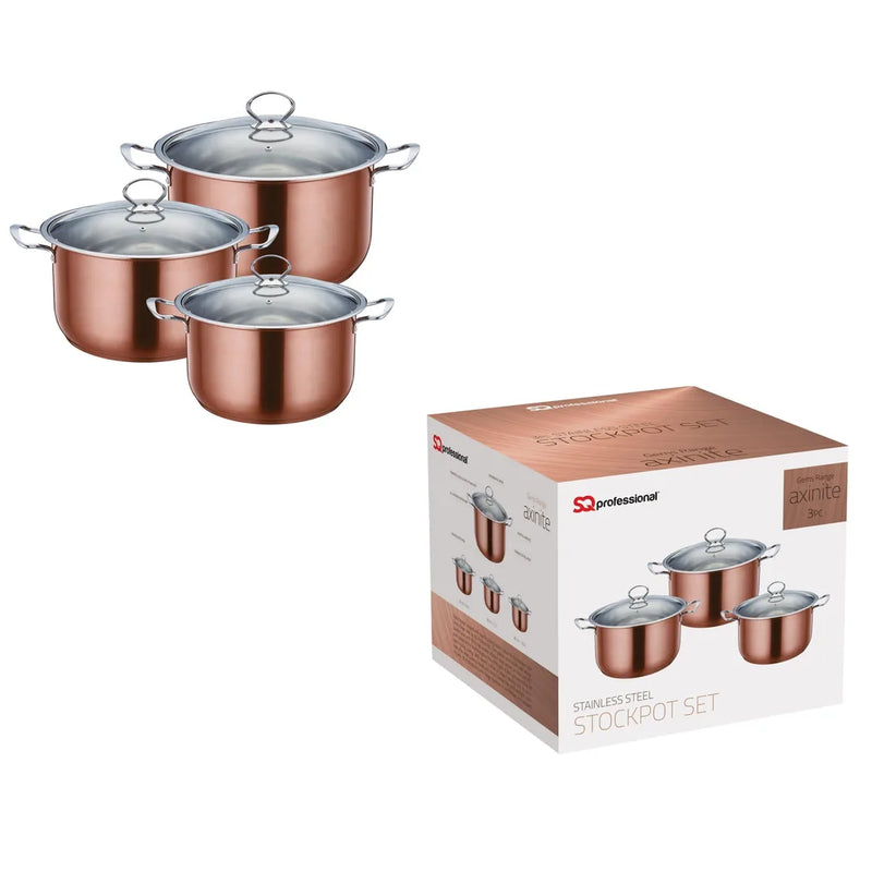 Sq Professional Stainless Steel Gems Range A x inite 3 Pieces Stock Pot