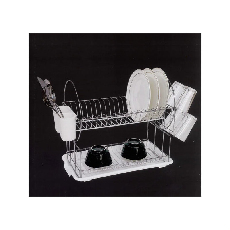 Two Tier Chrome Dish Drainer Assorted Colours