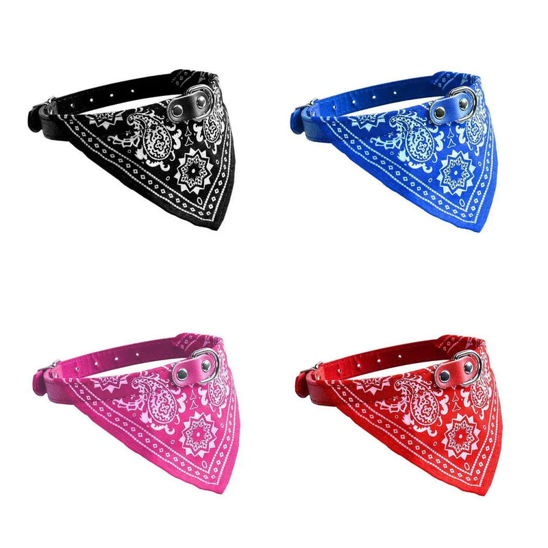 Pet Dog Collar With Triangle Bandana Scarf Medium Assorted Colours