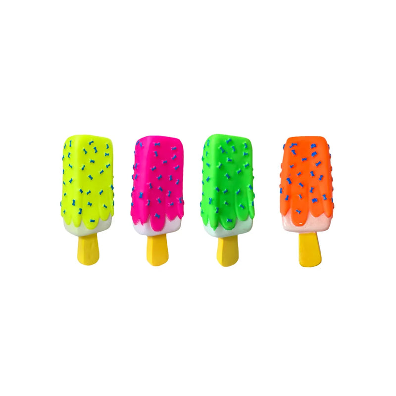 Pet Dog Toy Squeaky Ice Cream Popsicle With Dog Bone Print Assorted Colours