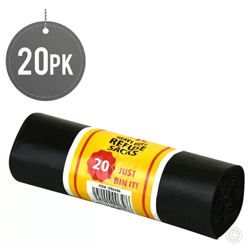Heavy Duty Multipurpose Refuse Black Bags 20 Pack 70L