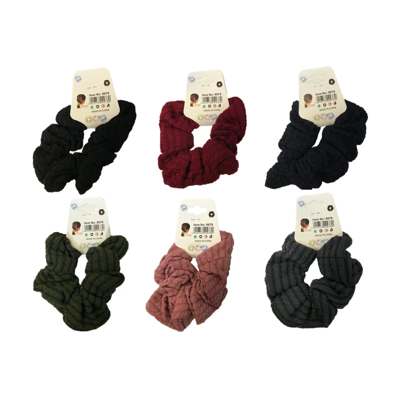 Hair Bobble Elastic Scrunchie Striped Pattern Assorted Colours