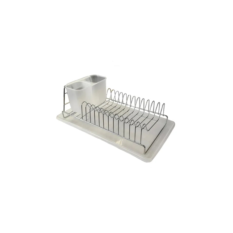 Plastic And Metal Dish Drainer Rack With Drip Tray
