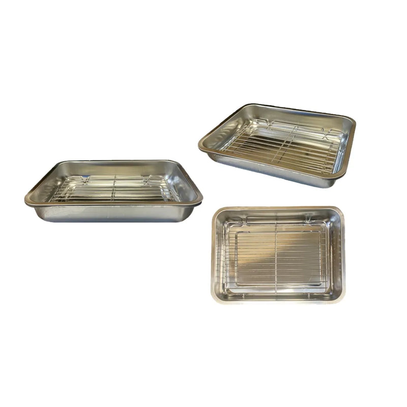 Metal Roasting Lasagne Tray Pan With Grill Rack