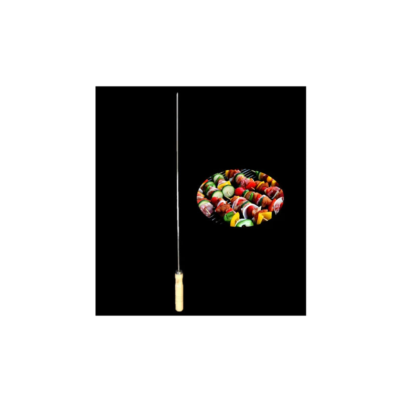 Long Metal Bbq Kebab Skewer Stick Wooden Handle