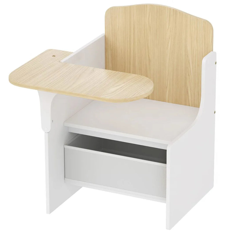 AIYAPLAY Kids Table and Chair Set, Children Desk and Chair with Storage Bins for Playing, Reading, Painting, for Ages 3-5, White