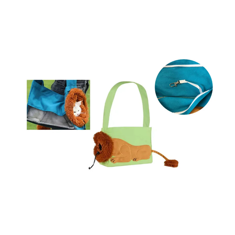 Pet Dog Cat Canvas Shoulder Tote Carrier Bag With Lion Design Assorted Colours