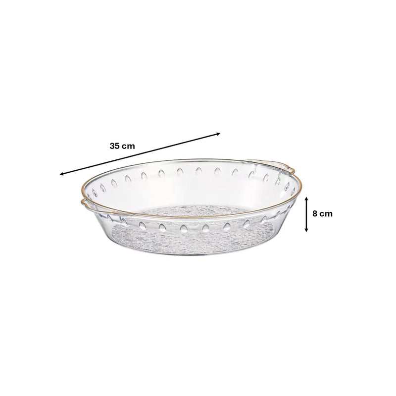 Round Transparent Plastic Fruit Bowl Serving Tray With Gold Rim