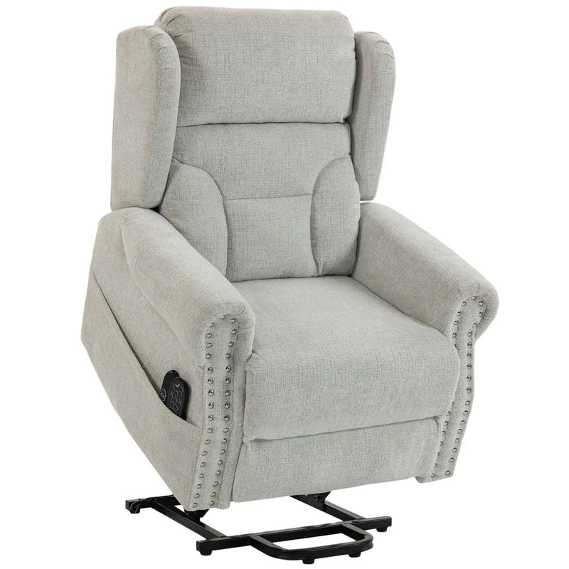 Riser Recliner Chair with Massage and Heat, Chenille Electric Power Lift Recliner Chair, Light Grey