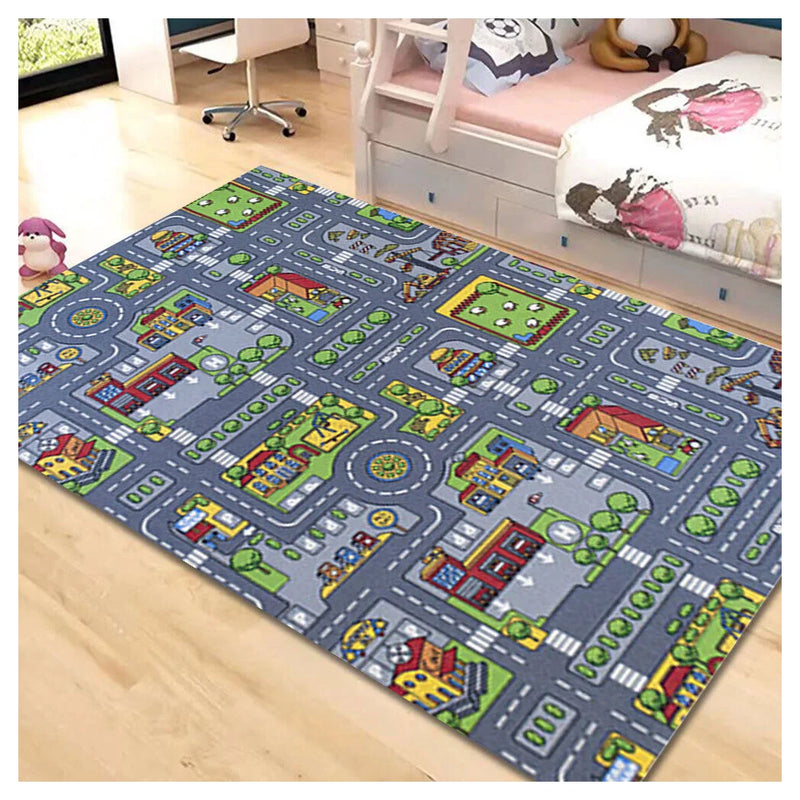Children's Village Mat Kids Rugs Town Road Map City Car Toy Rug Play 80 x 120cm