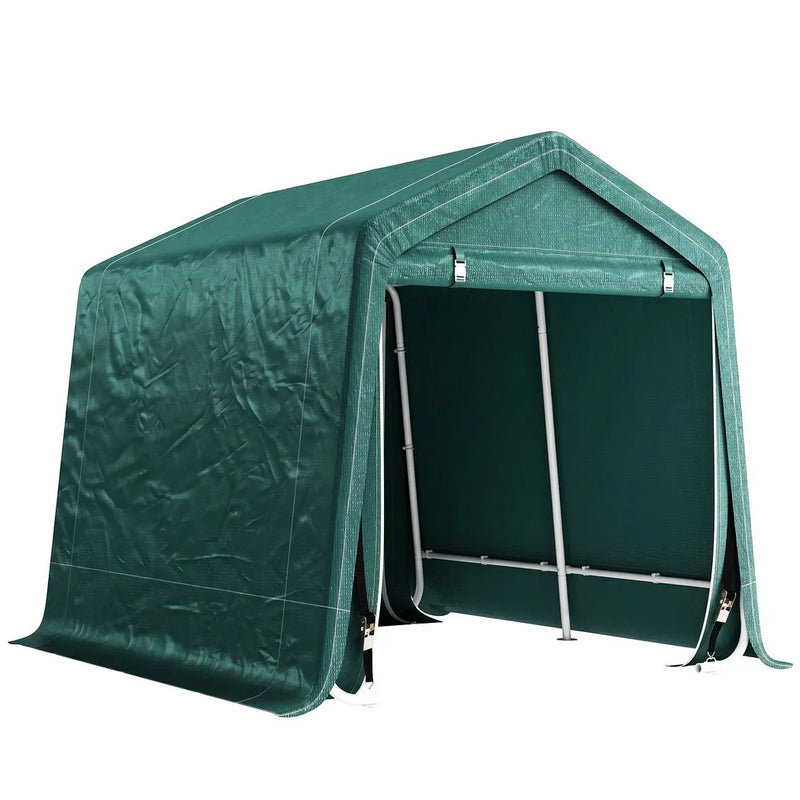 Outsunny 8 x 6.5 ft Outdoor Garden Storage Shed, Waterproof Bike Tent with Double Roll-up Zipper Door for Garden Tools, Green