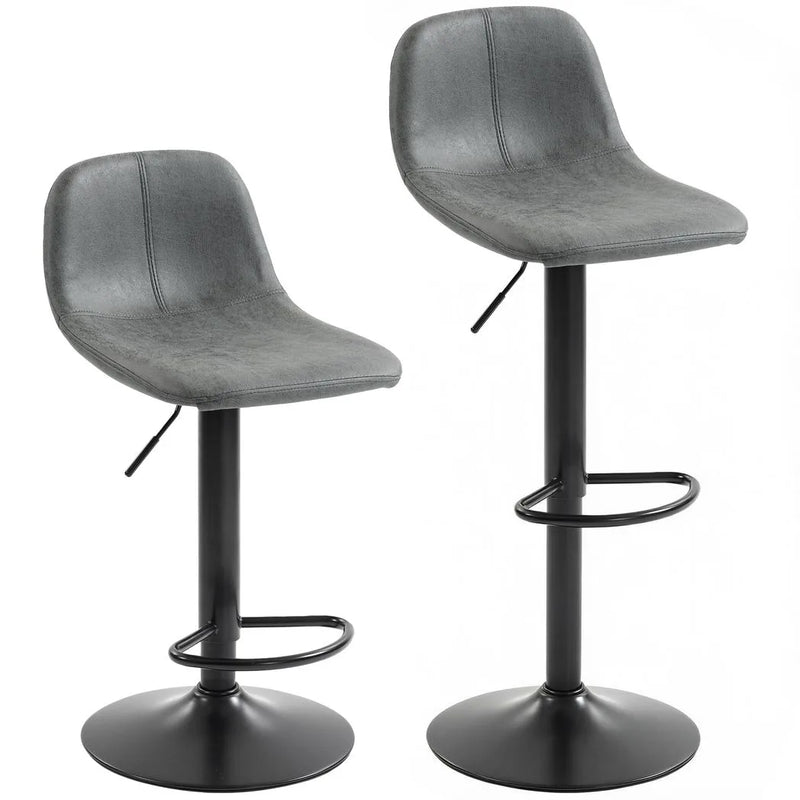 HOMCOM Bar Stools Set of 2, Modern Swivel Barstools with Footrest for Kitchen Island and Dining Room, Grey