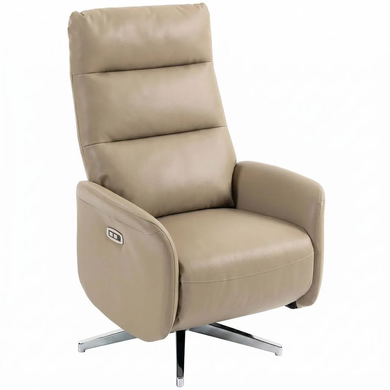 HOMCOM Power Recliner Chair, Swivel Electric Reclining Chair with Type C?, Recliner Armchair with Footrest, Brown