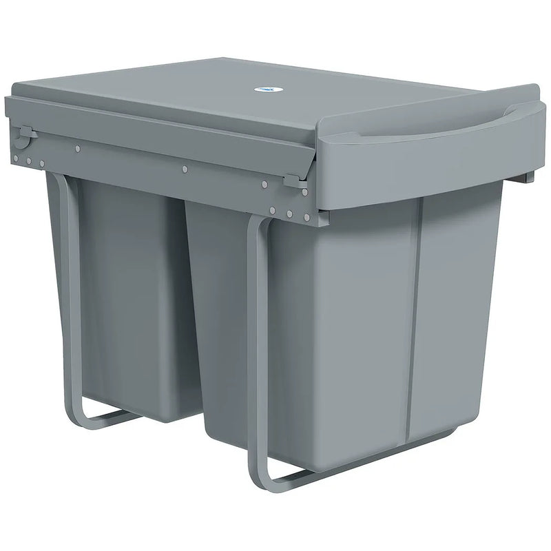HOMCOM Pull Out Bin, Kitchen Under Sink Bin with 2 Removable Compartments, Smooth Glide, Grey