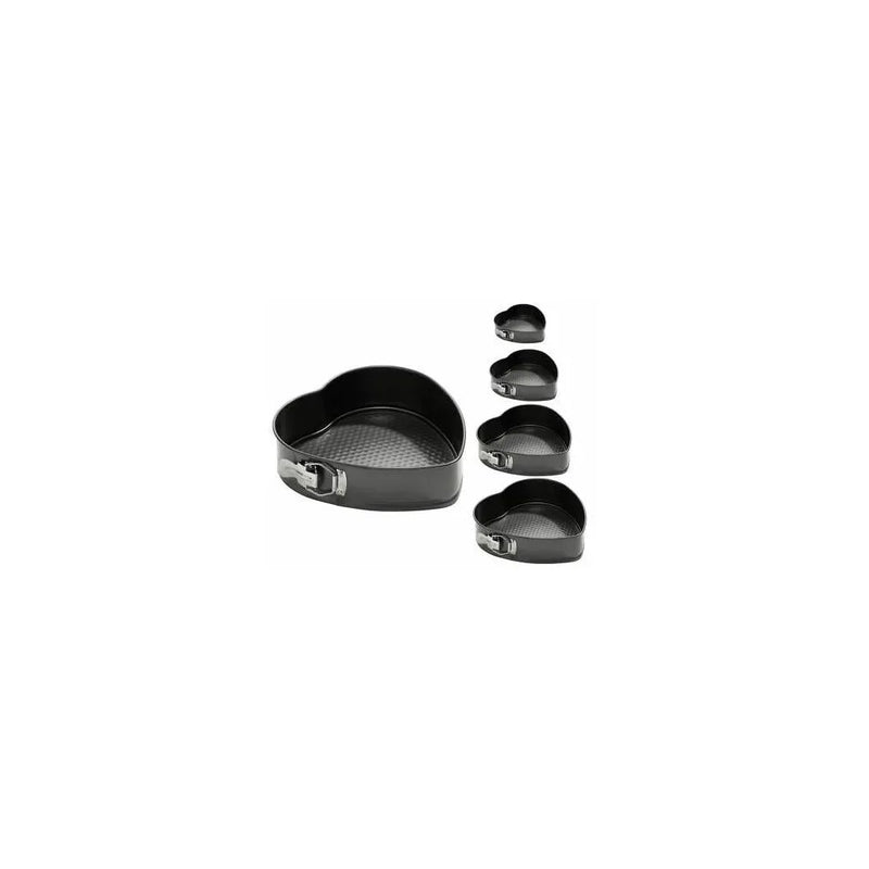 Metal Heart Shaped Springform Oven Cake Baking Tins With Loose Bottom Set Of 5