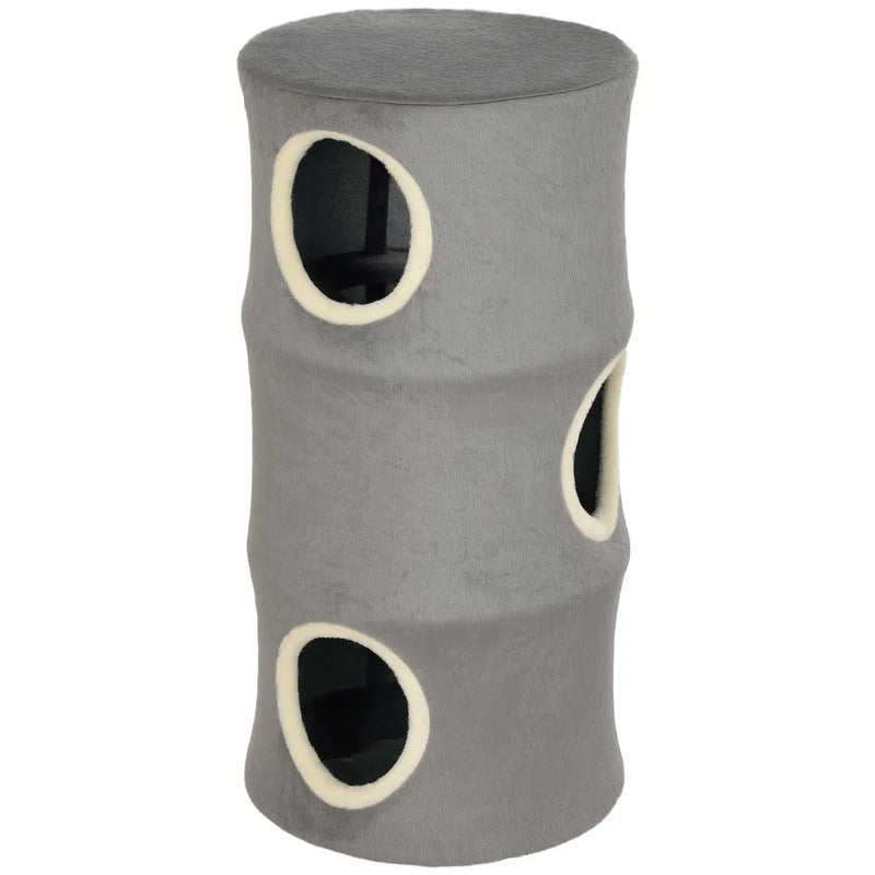 PawHut Cat House for Indoor Kittens, Cat Condo with Removable Washable Cover, Modern Barrel-Shaped Kitty Cave Bed