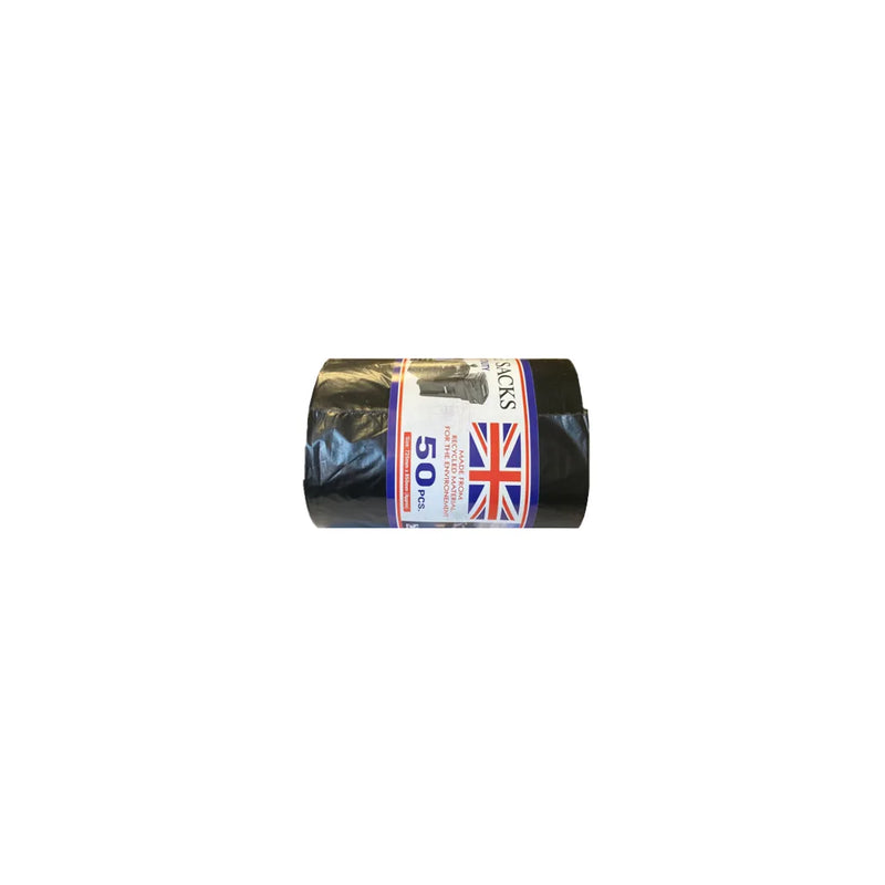 Black Refuse Sacks Bin Bags Roll Of 50